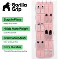 thumbnail image 2 of GORILLA GRIP 24 Pocket Over the Door Shoe Organizer, Mesh Pockets, Up to 40 Pounds, Hang on Doors, Light Pink, 2 of 9