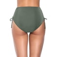 thumbnail image 4 of Women's High Waist Bikini Bottoms, Solid Color Vintage Triangle Briefs, Full Coverage Swim Bottoms for Beach or Pool, Army Green - S, 4 of 4