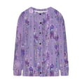 thumbnail image 4 of Idoravan Cardigan Sweaters for Women with Buttons Women's Casual Printed Knitted Cardigan Button Coat Purple XL, 4 of 5
