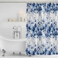 thumbnail image 3 of Blue Floral Shower Curtain, Waterproof Shower Curtains for Bathroom, Vintage Farmhouse Garden Flower Leaves Washable Fabric Bathtub Curtain Set Bath Decor with 12 Hooks 48"x72", 3 of 8