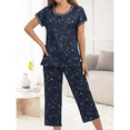 thumbnail image 5 of WQD Womens Pajama Sets Pj Set Floral Print Short Short Sleeve Top With Capri Pants Sleepwear 2 Piece Loungewear with Pockets, 5 of 7