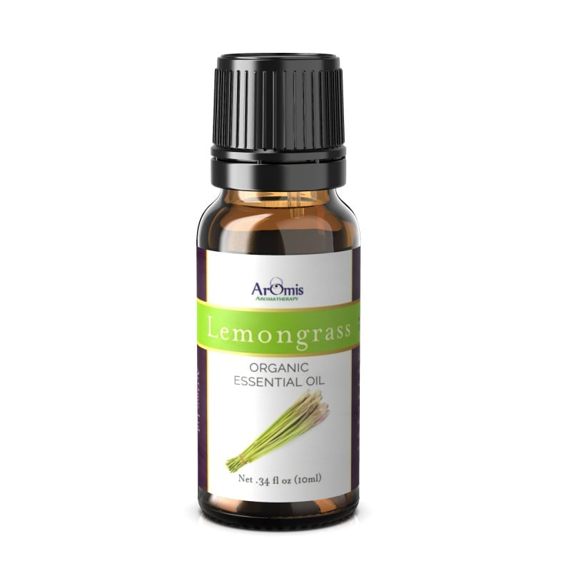 ArOmis Organic Lemongrass Essential Oil - Certified Organic - 100% Pure Therapeutic Grade - 10ml (.34 fl oz), Undiluted, Premium, Oils Perfect for Aromatherapy Diffuser
