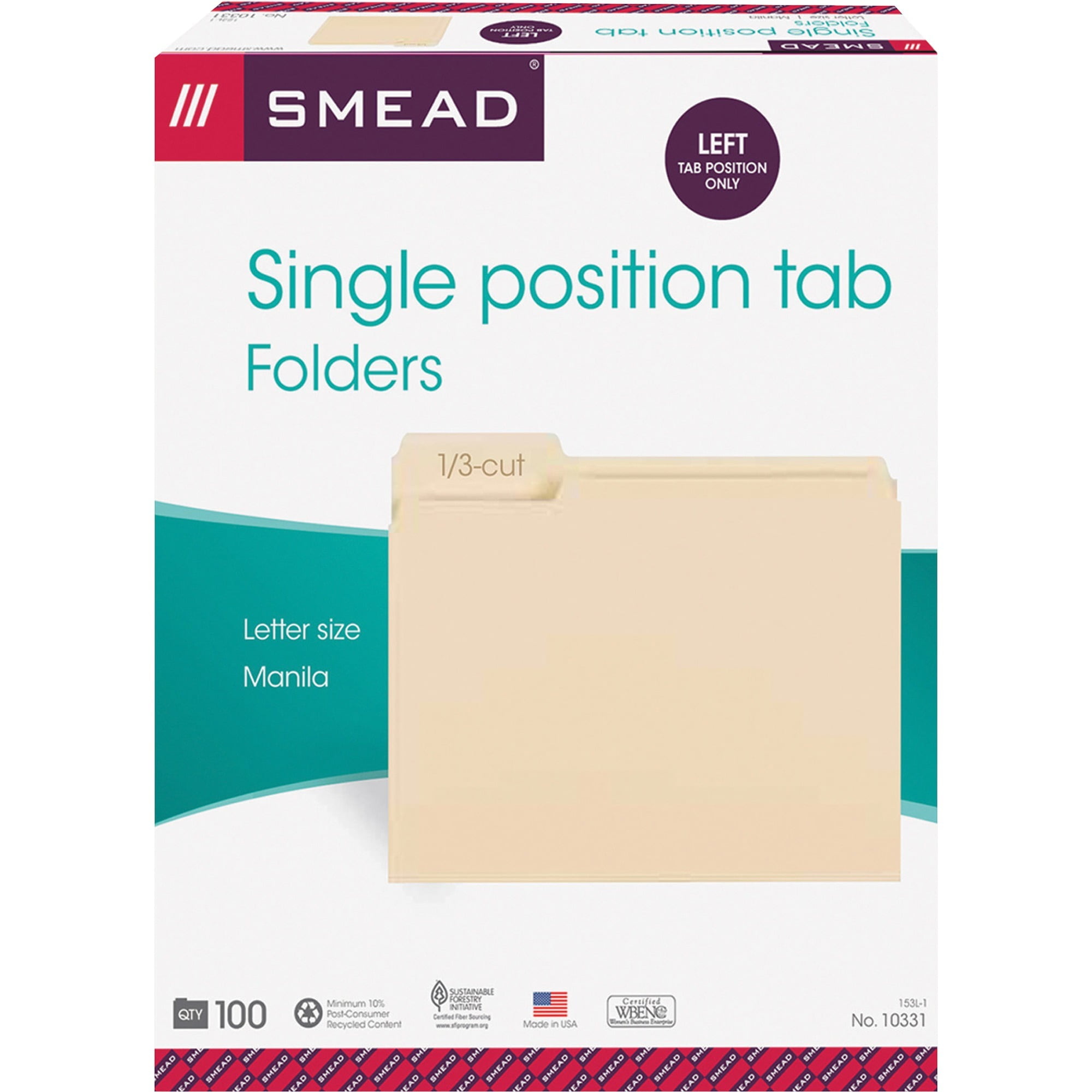 Smead File Folders with SinglePly Tab, Manila, 100 / Box (Quantity