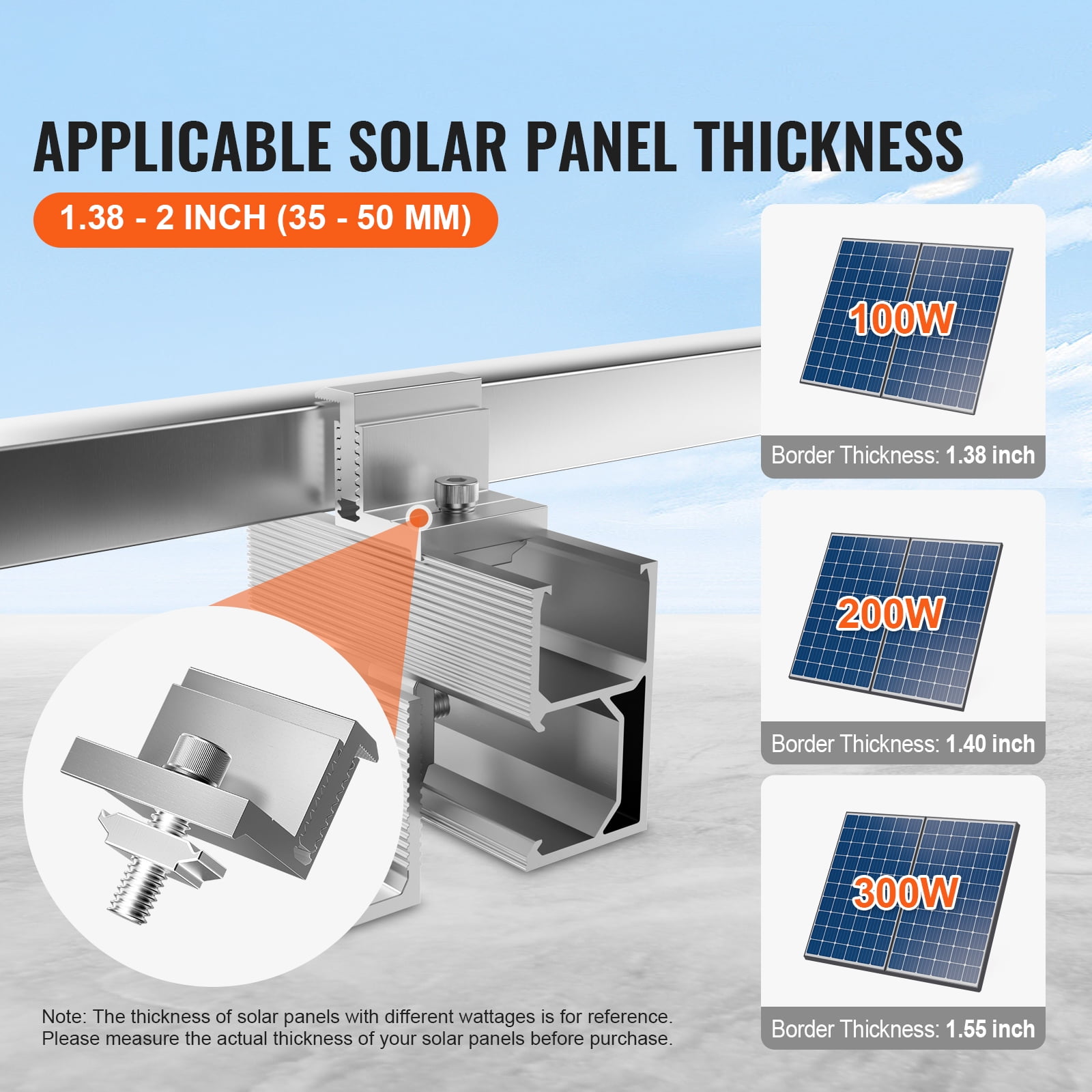 KFFKFF Adjustable Solar Panel Z Mounting Brackets, 35-50mm End Clamps, Lightweight Aluminum Mounts for RVs, Campers, Boats, Walls, and Roofs (20 PCS)