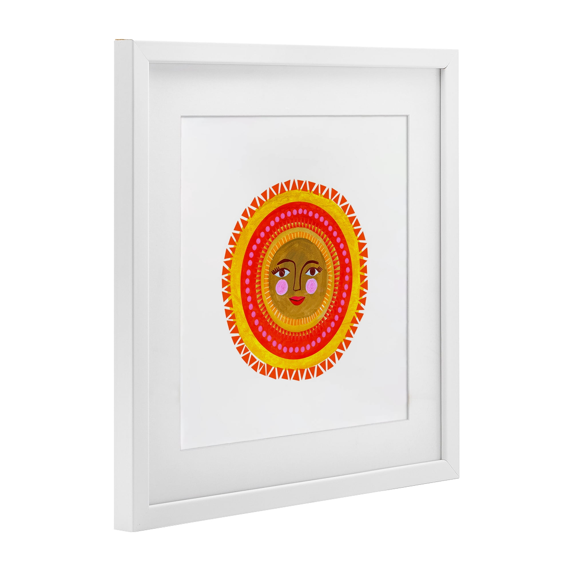 Stupell Industries Bold Bohemian Sun White Framed Print Under Glass, design by Katherine Herrell Studio