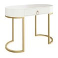 thumbnail image 1 of Nathan James Leighton Drawer Small Oval Writing Desk, White and Gold Finish, 1 of 7
