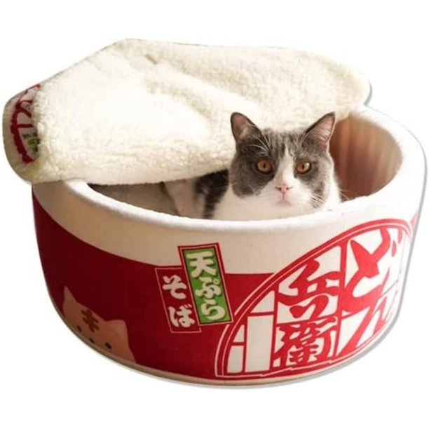 Nido para gatos Forma de fideos instantáneos Casa para gatos Sofá cama para gatos Casa para gatos linda y cómoda Cama para mascotas suave multifuncional desmontable adecuada para gatos y