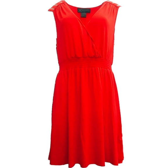 Womens Kardashian Kollection Cherry Red Wrap Around Tunic Dress Large