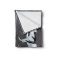 thumbnail image 2 of Africa Soft Flannel Fleece Throw Blanket, Dancing Pair of Red-Crowned Crane Open Wings in Flight Romantic Bird Print, Cozy Plush for Indoor and Outdoor Use, 60" x 80", White Black, by Ambesonne, 2 of 5