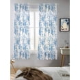 thumbnail image 5 of Navy Blue Flowers Curtains 72 Inch Length, Sheer Curtains for Bedroom Living Room Window Watercolor Summer Botanical Floral Rod Pocket Voile Drapes Kitchen Curtains Small Half Window 52"x72" 2 Panels, 5 of 6