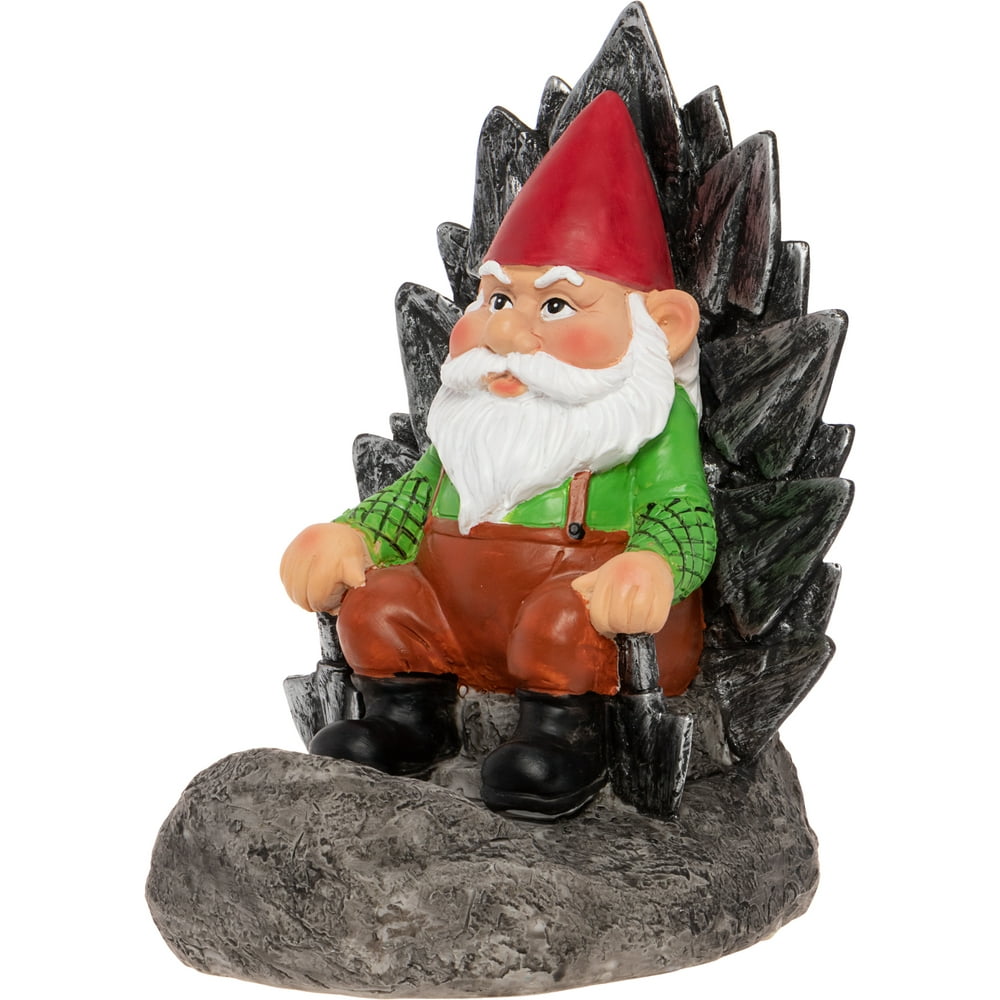 GreenLighting Light Up Gnome on a Throne Garden Gnome - Novelty Solar