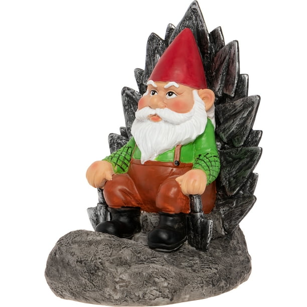 GreenLighting Light Up Gnome on a Throne Garden Gnome - Novelty Solar ...