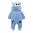 thumbnail image 2 of Baby Boy Onesies Newborn Bear Fleece Snowsuit Hooded Winter Jumpsuit Baby Rompers Girl Blue 0-3 Months, 2 of 8