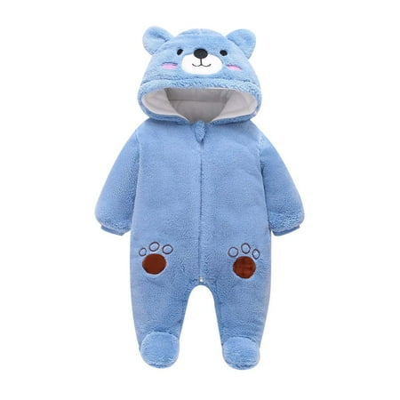 

JAKANYQ Bodysuits Baby Newborn Bear Fleece Snowsuit Winter Coat Warm Hooded Jumpsuit For Baby Boy Girl Simple Stretchy