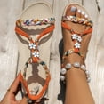 thumbnail image 3 of Mostsola Womens Braided Flat Sandals Comfortable Cute Boho Beaded Slingback Summer Dressy Shoes, 3 of 9