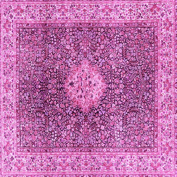 Ahgly Company Indoor Square Medallion Pink Traditional Area Rugs, 7' Square