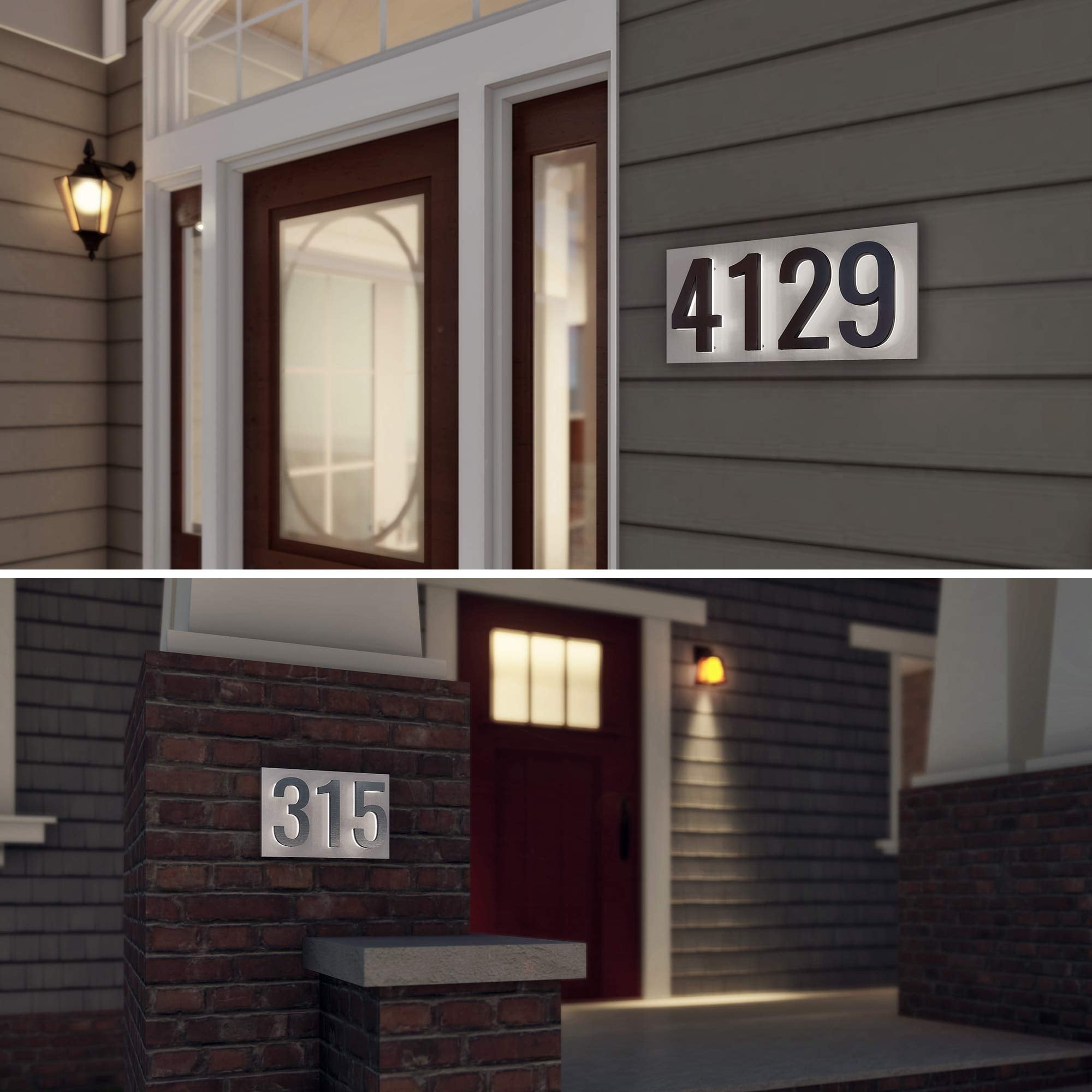 LN LUMANUMBERS 4 Inch House Numbers, Stainless Steel, Backlit LED 2700K Illuminated Home Address Number, Lighted House Numbers, Modern Address Numbers (4, Black)