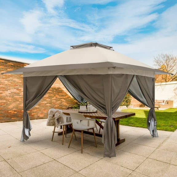 EAGLE PEAK 13' x 13' Beige Pop-up Outdoor Canopy, Portable