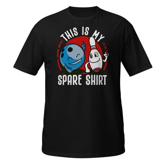 This Is My Spare Shirt Bowling Alley Gutter Pins Bowling T-Shirt (Black, S)