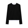 thumbnail image 6 of Women's Relaxed Fit Crewneck Long Sleeve Casual Blouse Top Solid Color Comfy Soft Versatile Work Office Outfits | CSEONE,Black L, 6 of 6