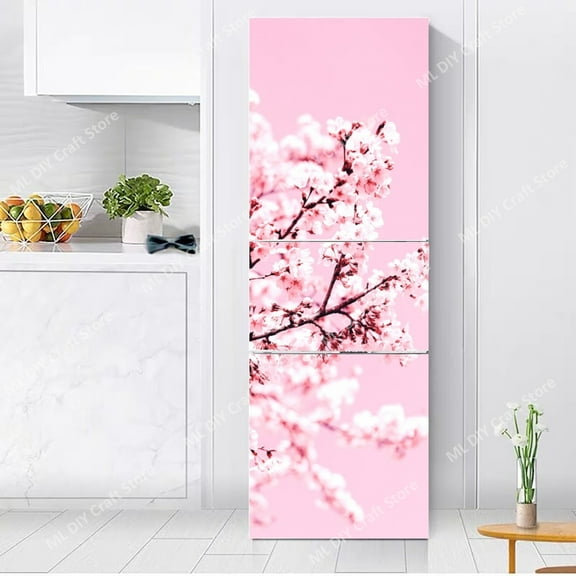 Cherry Blossom Sakura Flower Self-adhesive Refrigerator Sticker Decorative Pattern Refrigerator Door