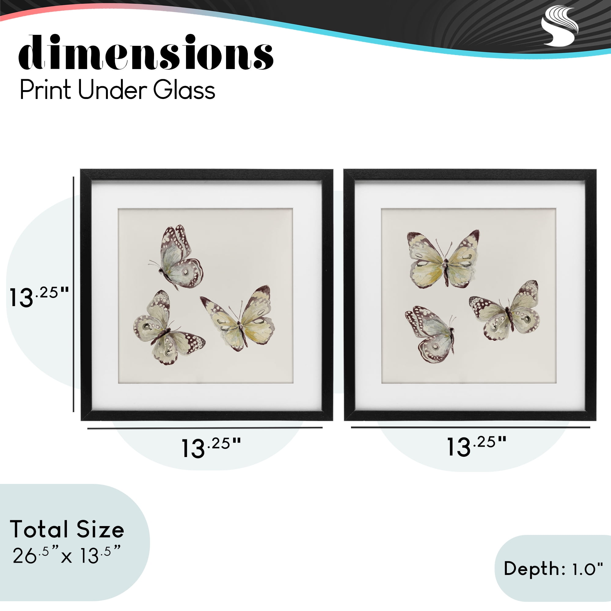 Stupell Industries Flight of Butterflies on Beige 2 Piece Black Framed Print Under Glass Set, design by Patricia Pinto