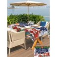 thumbnail image 4 of Outdoor Tablecloth with Umbrella Hole and Zipper, Navy Blue Christmas Rectangle Table Cloth 52x70 Inch Waterproof Tablecloth, Xmas Snowman Santa Elk Winter Snowflake Picnic Table Cover for Patio, 4 of 7