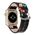 thumbnail image 2 of Floral Printed Leather Compatible for Apple Watch Band Series 3 4 5 6 7 8 9 42/44/45/49mm Wrist Watch Bracelet (Black+Red Flower), 2 of 3