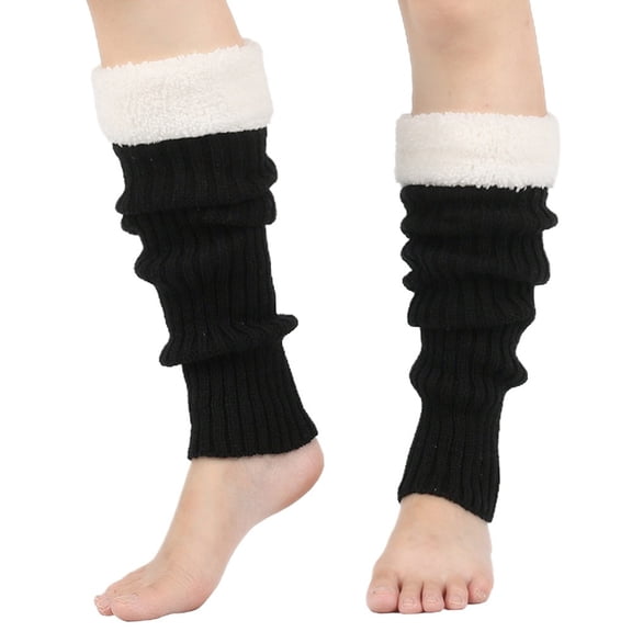 Striped Knit Leg Warmers Cute Knit Leg Warmer Socks for Dance Striped Leg Warmer Knitted Slouchy Boot Socks Ankle Warmers Over Knee Wide Teachers Gifts for Women Black One Size