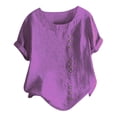 thumbnail image 4 of QHWAUAKFBN T Shirts For Women Trendy Graphic Plus Size Linen Loose Tunic Breathable & Comfortable Boho Blouse Tshirts Top, 4 of 4