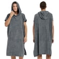 thumbnail image 2 of Xfvqtps Adults Men Women Surf Poncho Hoodie Short Sleeve Quick Dry Absorbent Changing Towel Robe Solid Color Swimming Beach Surfing Bath Towels Dark Gray, 2 of 8