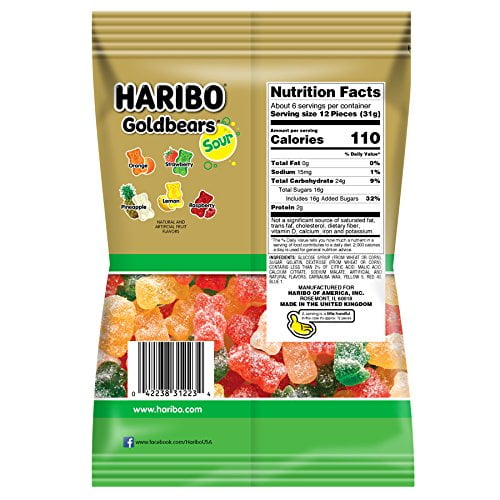 Haribo Gummi Candy, Goldbears Sour 7 oz. (Pack of 10)