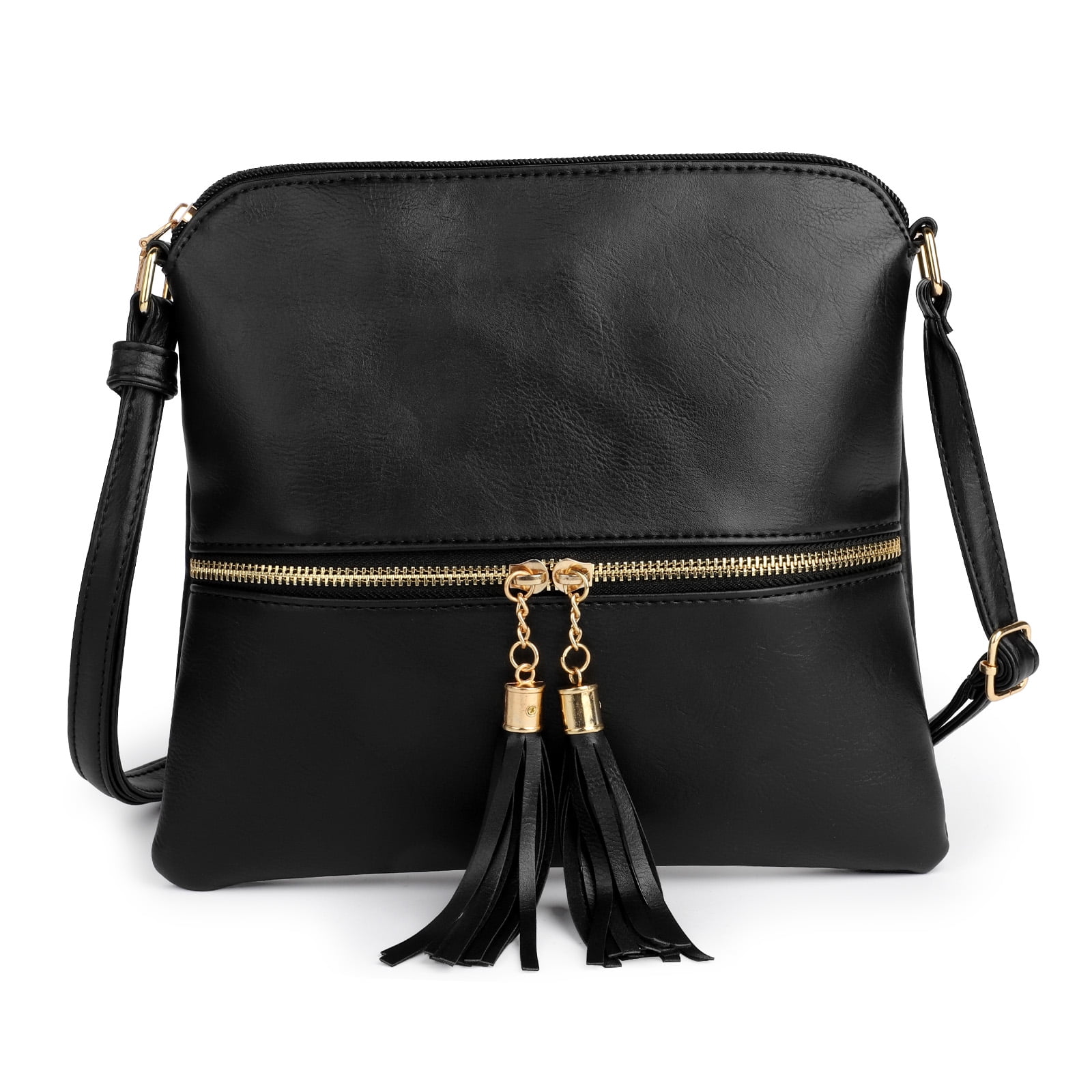 EEEkit PU Leather Crossbody Bag for Women, Tassel Zipper Shoulder Bag