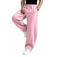thumbnail image 4 of Men's Baggy Sweatpants Wide Leg Lounge Sweat Pants with Pockets Drawstring Waist Solid Color Jogging Pants S, 4 of 7