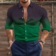 thumbnail image 2 of IROINNID Long Sleeve Shirts for Men Leisure Gradient Shirt 3D Non Positioning Printed Shirt Hawaiian Beach Regular Shirt Top Blouse ,Green, 2 of 5