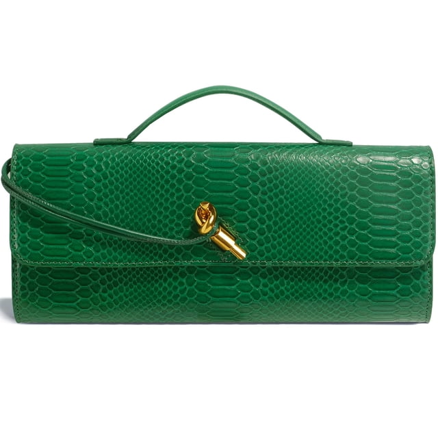 Monedero de mano NEWROGENG de piel tejida para mujer Emerald