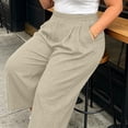 thumbnail image 4 of Khunlpohl Womens Capri Pants Plus Size Wide Legs Palazzo Elastic High Waist Pant Casual Baggy Plain Capris Trousers with Pockets, 4 of 7