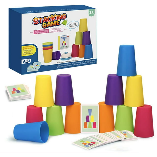 XFGOU Toys and Hobbies Sports Stacking Cups Stacking Cup Set Classic Stacking Games Speed Training Game Colorful Baby Stacking Water Toys Set Stackable Cups For Learning For Over 3 Years Old