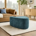thumbnail image 6 of UIXE Rounded Triangle Ottoman Pebble Footstool Upholstered Coffee Side Tables for Living Room, Blue, 6 of 7