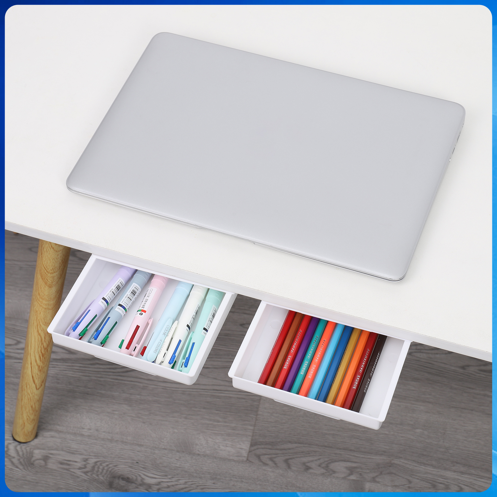 JUNDALIE 2 Pcs Under Desks Organizer, Hidden Under Table Desk Drawer