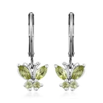 Green Peridot Butterfly Dangle Earrings For Women 925 Sterling Silver Birthstone Jewelry Lever Back Women Iolite Ct 0.5 Birthday Christmas Gifts