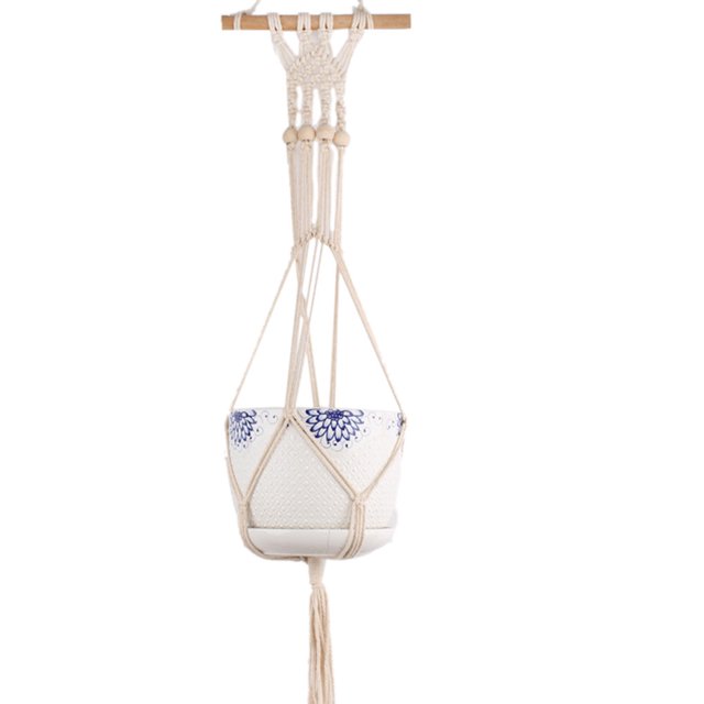 Bohe Macrame plantas gancho de suspensión soporte de maceta cuerda colgante arte de pared jardín de casa decoración de balcón Vogacara JJ18382-05