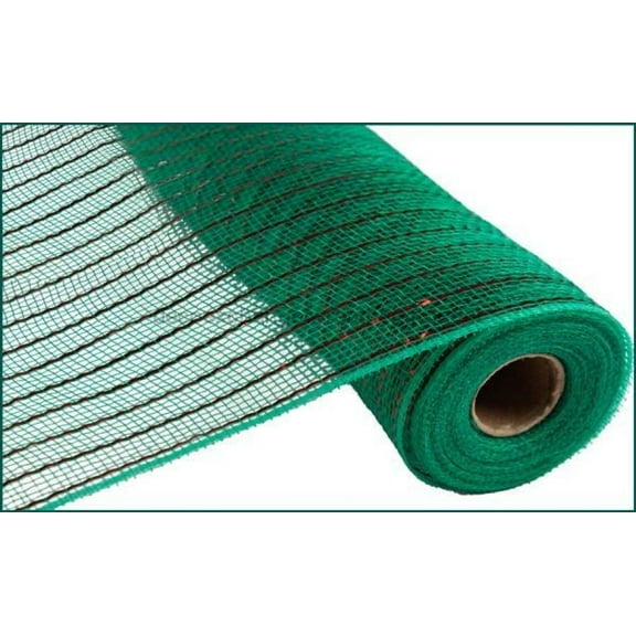 Craig Bachman 10 Inch x 30 Feet Deco Poly Mesh Ribbon - Emerald Green Foil with Matte Red