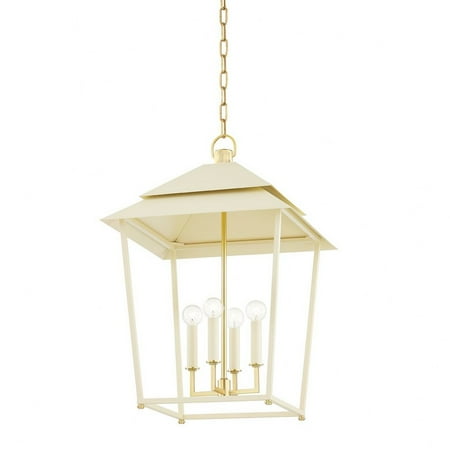 

5127-AGB/SSD-Hudson Valley Lighting-Natick - 4 Light Pendant-27 Inches Tall and 18 Inches Wide-Aged Brass/Soft Sand Finish
