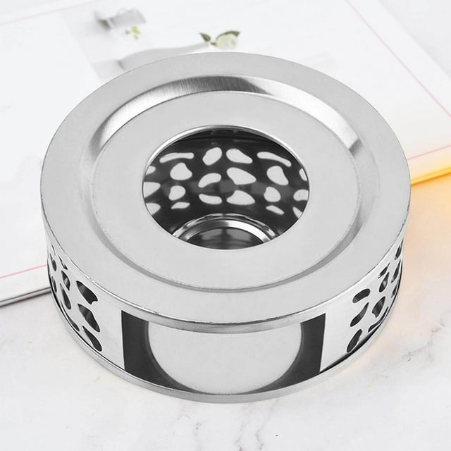 Circular Tea Teapot Warmer Stainless Steel Round Candle Base Candle Base Milk Warmer Silver