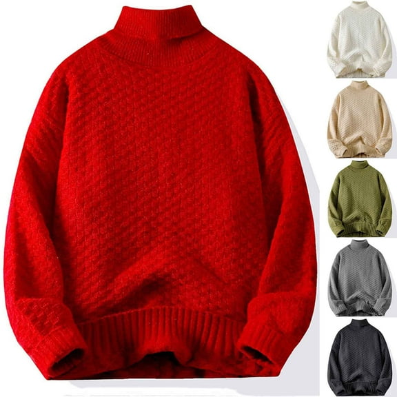 Miluxas Men's Stripe Knit Sweater, Crew Neck Pullover, Casual Long Sleeve Winter Warm Knitted Fashion Top White