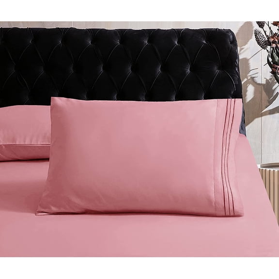 Hotel Luxury 1800 Thread Count Bedding Pillowcases King Size Set of 2 - Pillow Covers - Pillow Protector - Cooling Pillowcases (Set of 2 King Size 20" x 40", Dusty Rose)