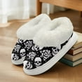 thumbnail image 3 of FUIALDOLG Fuzzy Platform Slippers for Women with White Skull Rose Print Comfortable Women's House Slippers Cozy Gifts, Size 9-10, 3 of 7