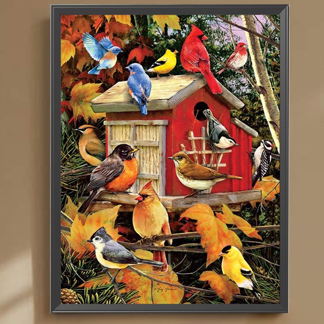 Cuadros Decorativos Pintura de diamante 5D DIY Kit de pájaro de taladro redondo completo decoración del hogar arte artesanal Wdftyju embutido en tela