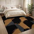 thumbnail image 3 of ODIKA 8'x10' Washable Area Rug Throw Contemporary Tan Abstract Block Crisp Grey Beige Bathroom for King Size Bedroom Under Bed, Master Suite, Non-Shedding, Easy Care, 3 of 7